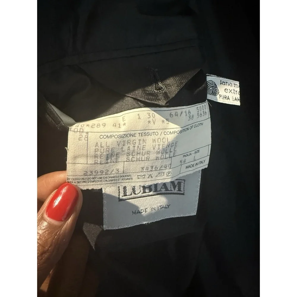 Lubiam Italy Blazer Mens 44T Black Wool Double‎ Breasted Lanificio Zignone Tux